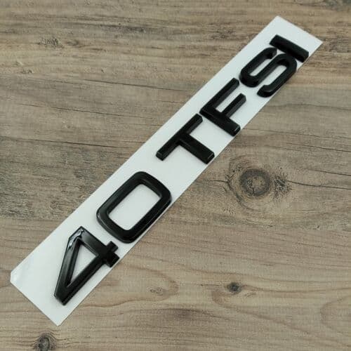40 TFSI Black Gloss Adhesive Rear Boot Lid Badge Emblem for Audi SUV 185x25mm