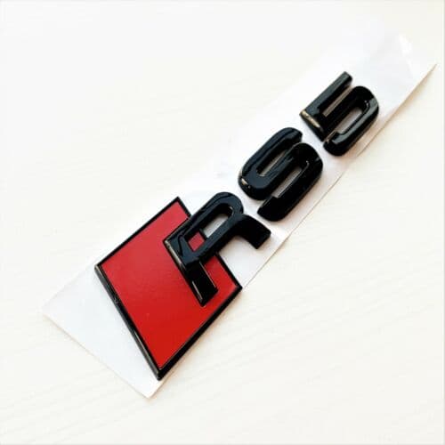Audi RS5 Gloss Black Rear Boot Trunk Lettering Badge Emblem OEM Size