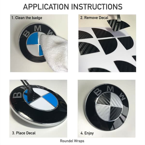 For BMW Badges - Gloss Black  - All Models Decals Wrap Stickers Overlays