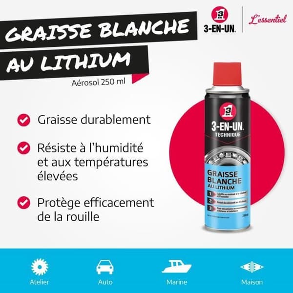 3-I-ETKNIK Vit Lithium Grease aerosol - 250 ml