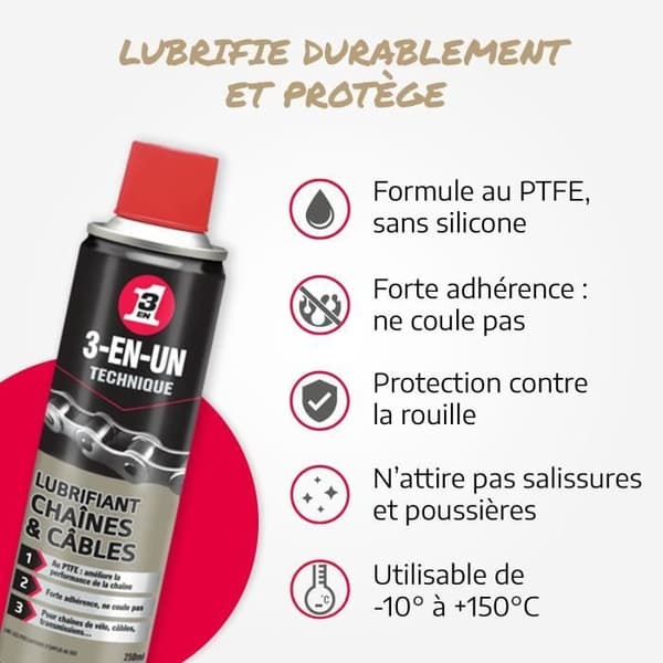 TEKNISK 3-I-ET Kedja och kabel Smörjmedel aerosol - 250 ml