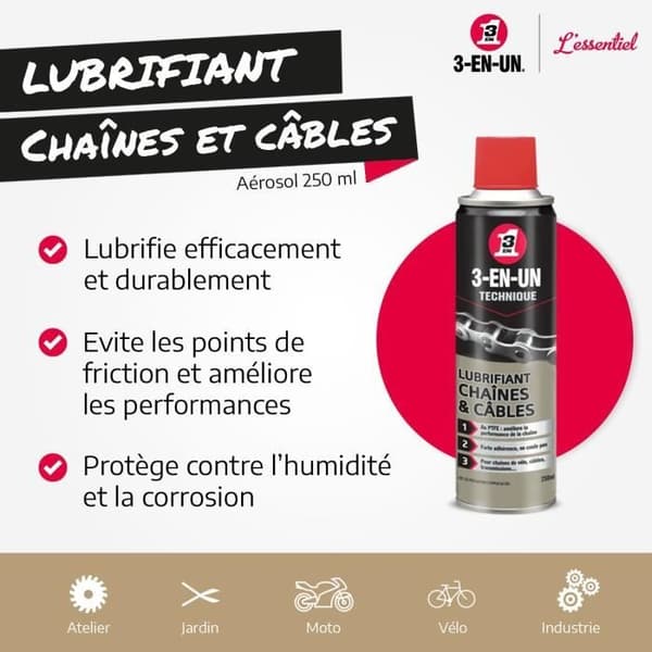 TEKNISK 3-I-ET Kedja och kabel Smörjmedel aerosol - 250 ml