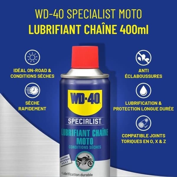 WD-40 - Motorcykelkedjas smörjmedel torra förhållanden 400Ml