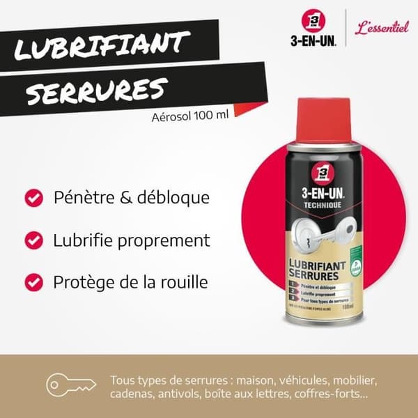 3-i-EN-1 TEKNIK Spray-låsmedel - 100 ml