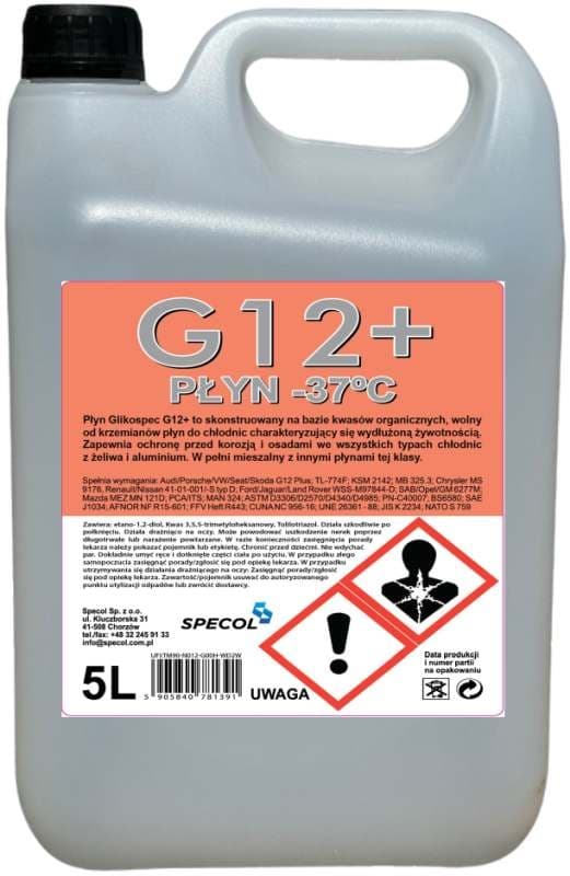 SPECOL JÄÄHDYTYSNESTE 5L -37°C/ VAALEANPUNAINEN GLIKOSPEC G12+