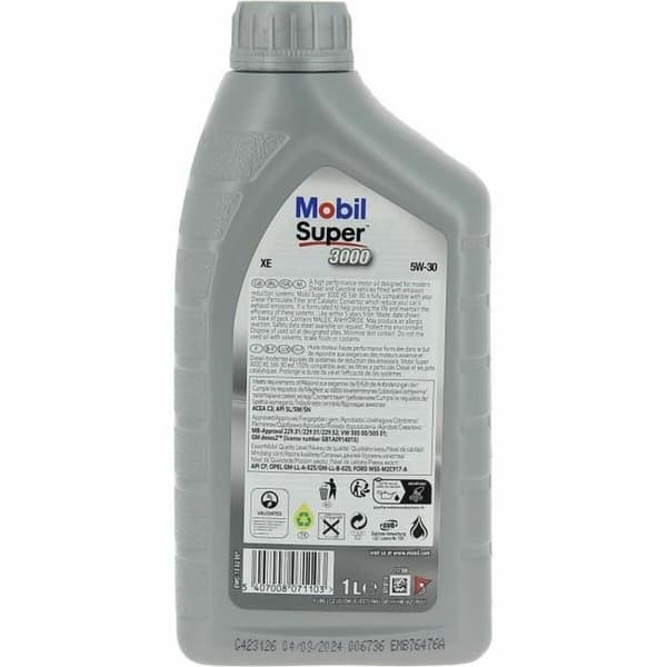 Motorolje for bil Mobil S3000 5W30 XE 5W30 1 L