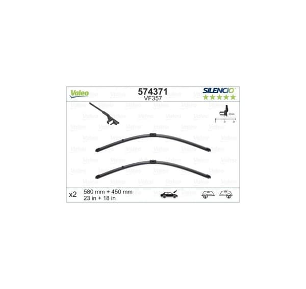 Valeo Silencio XTRM 580+450 574371 rammeløse viceværter