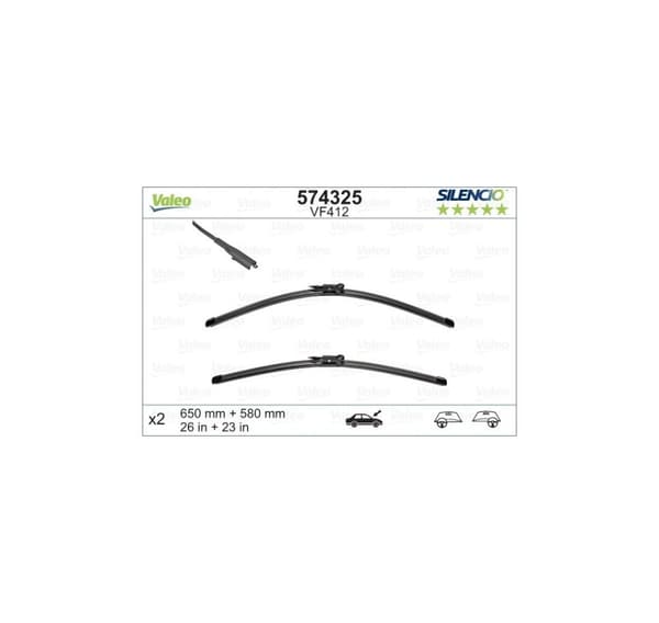 Valeo Silencio XTRM 650+580 574325 Rammeløse vaktmestere