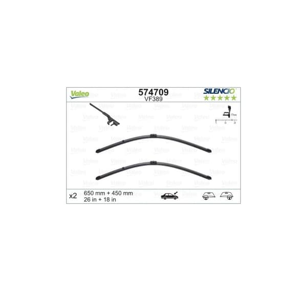 Valeo Silencio XTRM 650+450 574709 kehyksettömät vahtimestarit