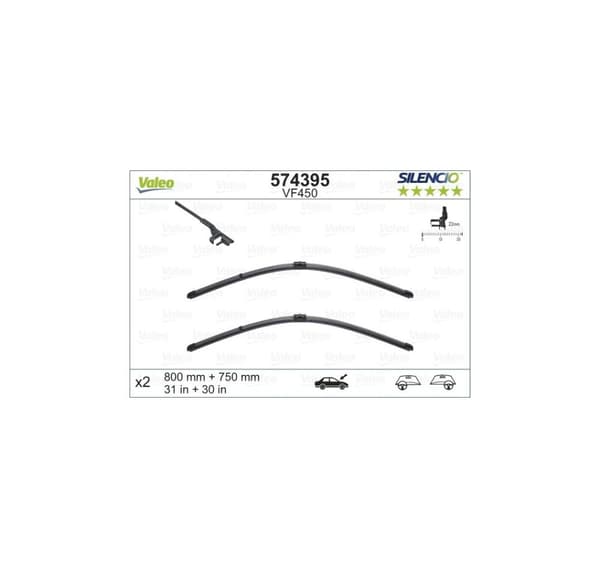 Valeo Silencio XTRM 800+750 574395 kehyksettömät vahtimestarit