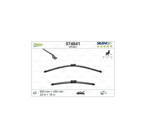 Valeo Silencio XTRM 574641 600/450 mm ramlösa vaktmästare