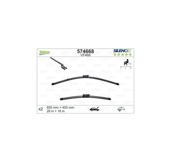 Valeo Silencio XTRM 650+400mm 574668 kehyksettömät vahtimestarit