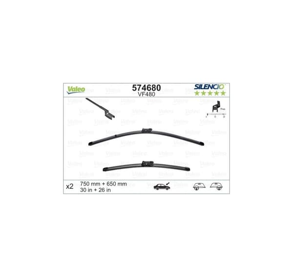 Valeo Silencio XTRM 750+650 mm 574680 Ramlösa vaktmästare