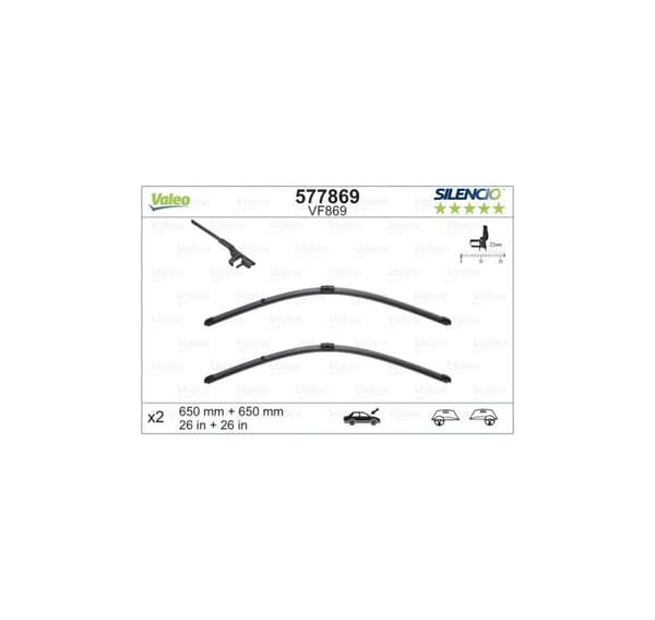 Valeo Silencio XTRM 650+650 mm 577869 rammeløse viceværter