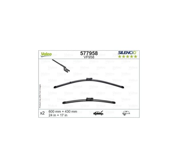 Valeo Silencio XTRM 600+430mm 577958 kehyksettömät vahtimestarit