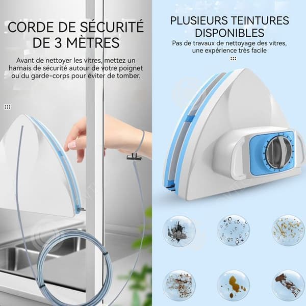 Dubbelsidig magnetfönsterputs INN® 13x16 cm 5-25mm 8 justeringsnivåer magnetisk rengöring för dubbelt glas
