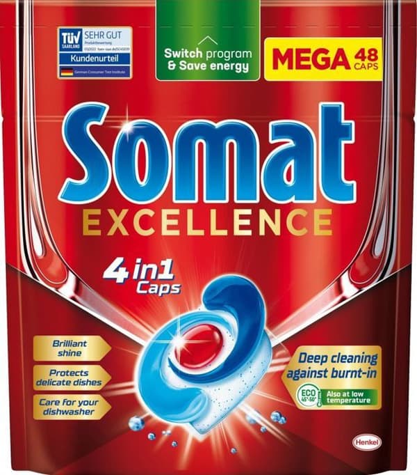 Somat Excellence 4in1 Caps vindrutespolare tabletter diskmaskin kapslar 48 st.