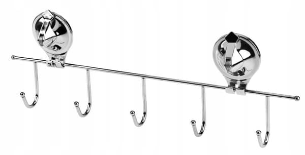 Handdukshängare med sugkoppar 39x5x14 cm silver 5 krokar