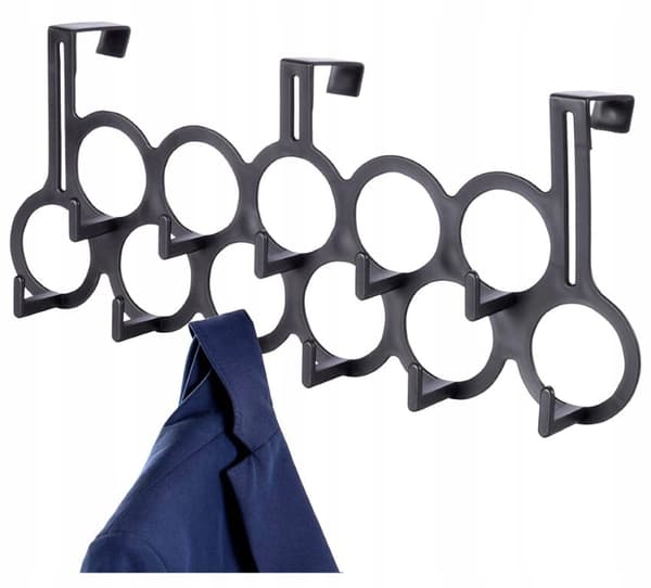 Dørbøjle plast sort 11 kroge 48 cm