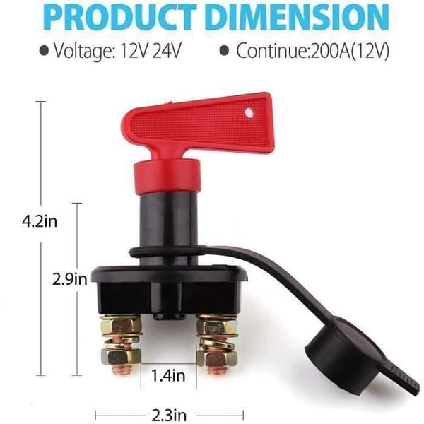 6V/12V/24V batteribrytare för motorcykel, husbil, YIKXIULF - 200A