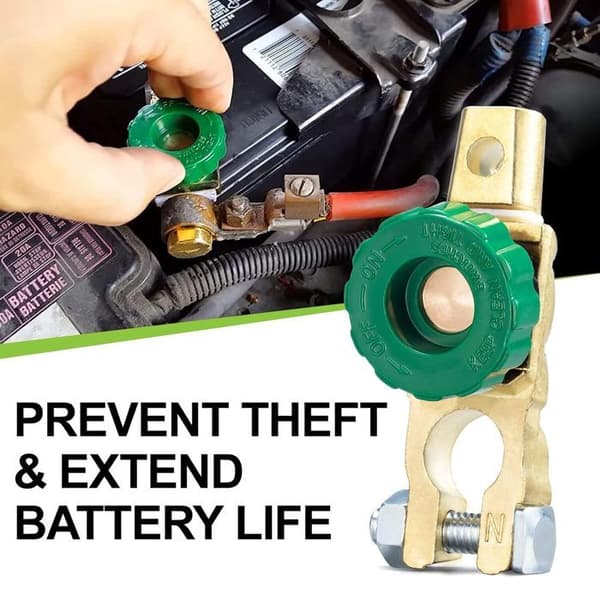Batteribrytare 12V/24V Batteriavstängning - Bilfrånkopplingsbrytare Batterikontakt - med grön knapp