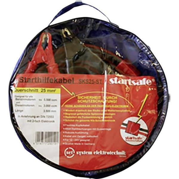 Startkabel 25 mm² SET® 2224352 med skyddskrets, med klämmor av stålplåt 3,50 m koppar