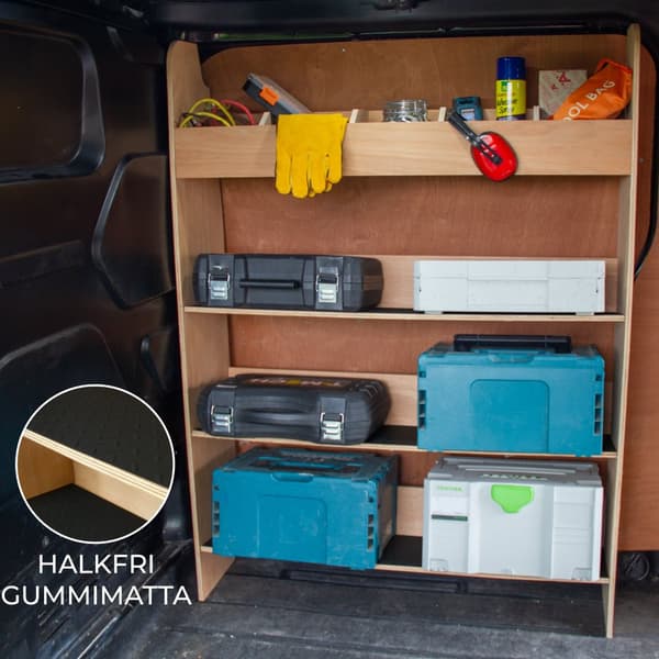 Skåpbilsförvaring Ford Transit Custom SWB LWB 12mm Plywood Verktygslåda Förvaring Hylla Verktyg Verktygsförvaring Förarsida RHD LHD Halkfri Gummimatta