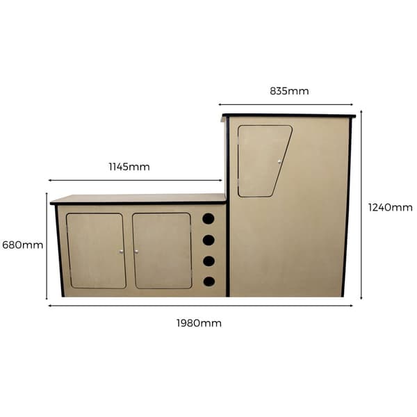 11sqm Van Lining & Glue With Camper Kitchen Dark Grey Black Silver Grey Grey Wheat