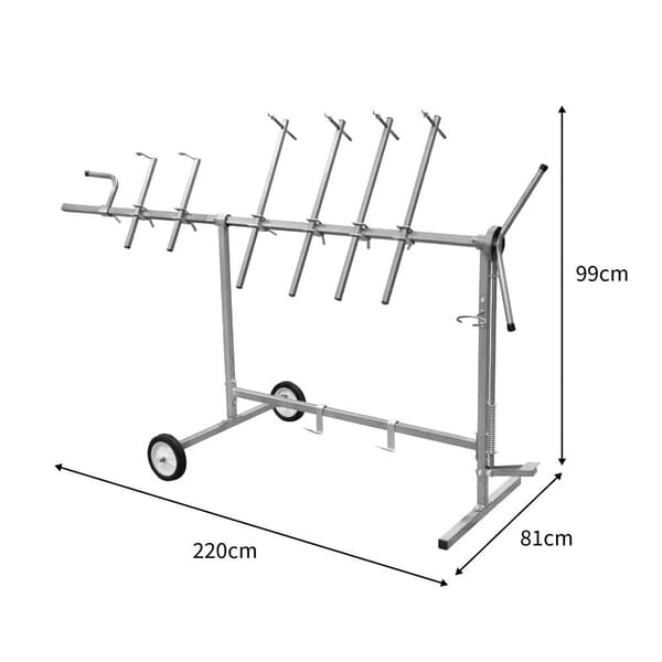 Roterende stativ Maling af bilpaneler Panelstativ Karrosseri Bilværksted Garage 180 grader 300 kg Bæreevne 6 arme 4 kroge & 2 ekstra lange stænger