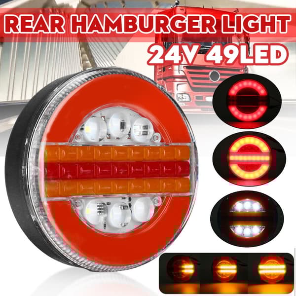 1st 24V 49LED Hamburger bakljus Sekventiell dynamisk indikator för lastbilsbuss(Typ B)
