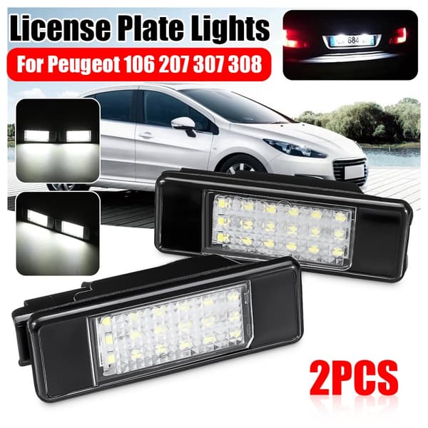 2 x LED SMD registreringsskyltsljus för Peugeot 106 207 307 308 406 407 508 Vit