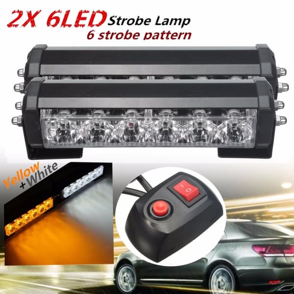 2X 6 LED-autoon muokattu vilkkuva salamavalo Vilkkuva varoitusvalon kytkimen johtosarja(musta, keltainen ja valkoinen valo)