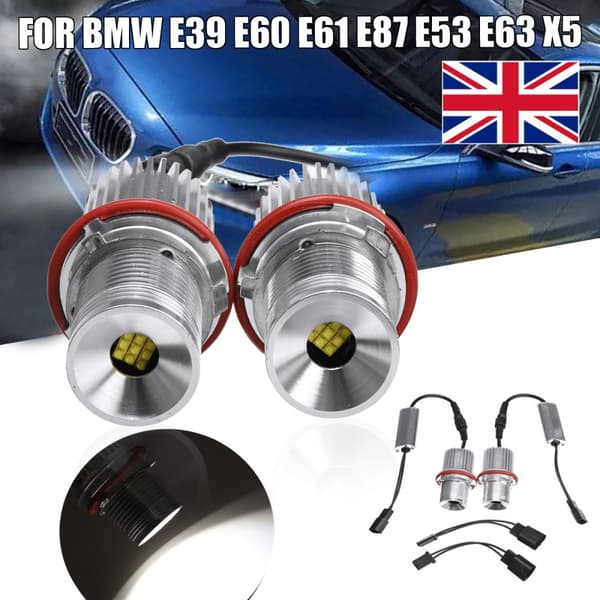 2 x 45w hvide vinkeløjne LED-markør HALO ringpære til BMW E39 E53 E60 E61(1 par)