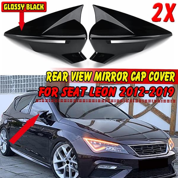 Par Spegelkåpor Gloss Svart Spegelkåpor ABS för Seat Leon 2012-2019