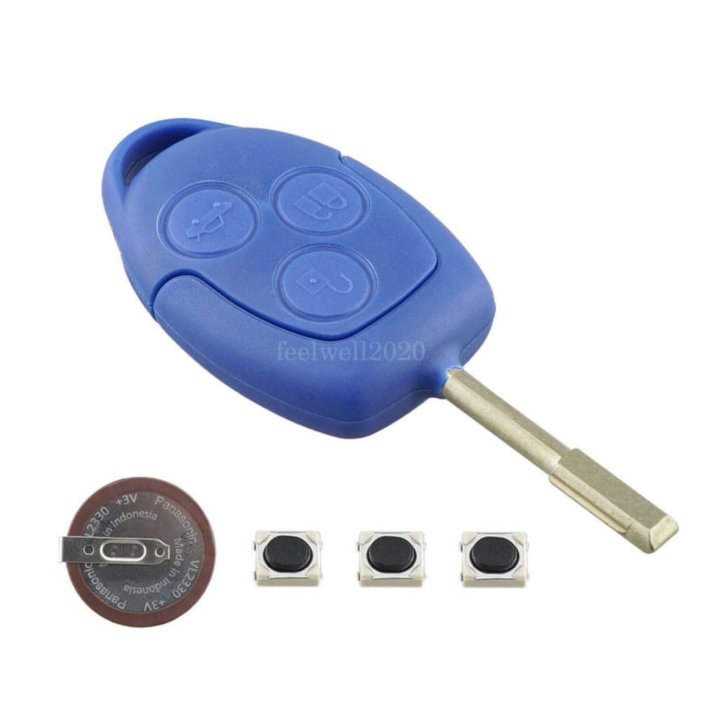 3 Button Knapp Key Nyckel Fob Case Fodral Cover Omslag d Transit Connect MK7 + VL2330 Batteri Switch