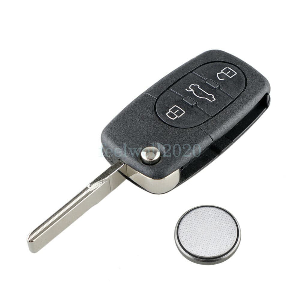 Audi A2 A3 A4 A6 A8 TT Car Flip Remote Avl�gsen Key Nyckel Fob Case Fodral 3 Button Knapp CR2032 Batteri