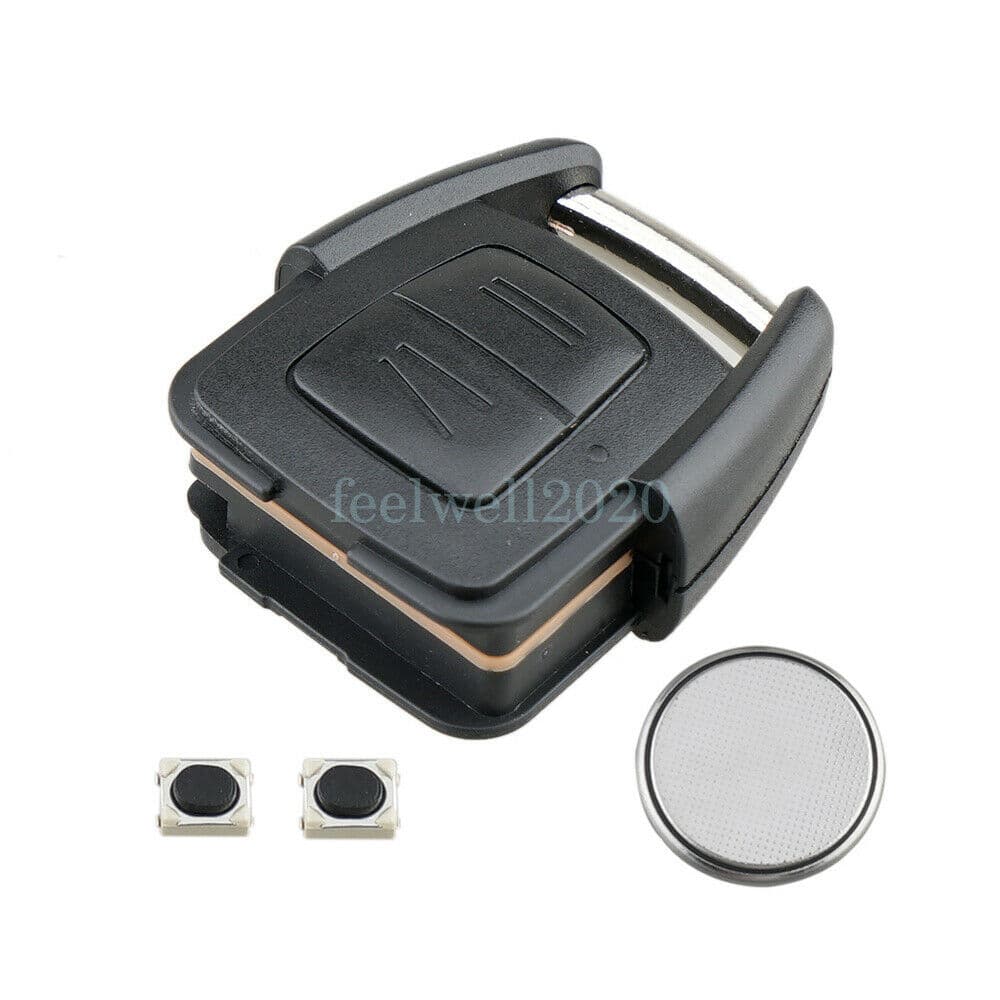 2 Button Knapp Key Nyckel Fob Shell skal Case Fodral Vauxhall Opel Astra Vectra Zafira Omega Batteri