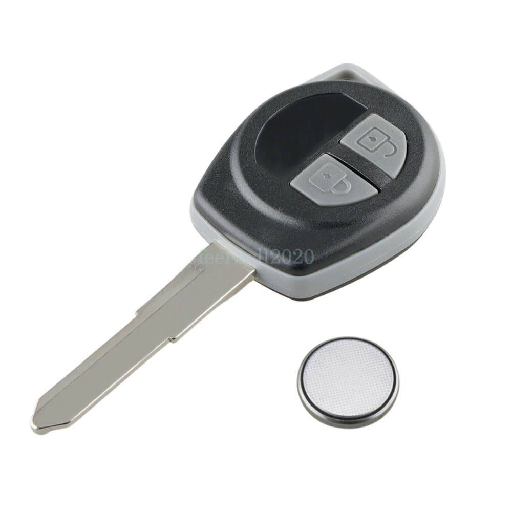 2 Button Knapp Key Nyckel Fob Case Fodral Suzuki Swift Ignis Alto SX4 Vitara + CR1620 Batteri