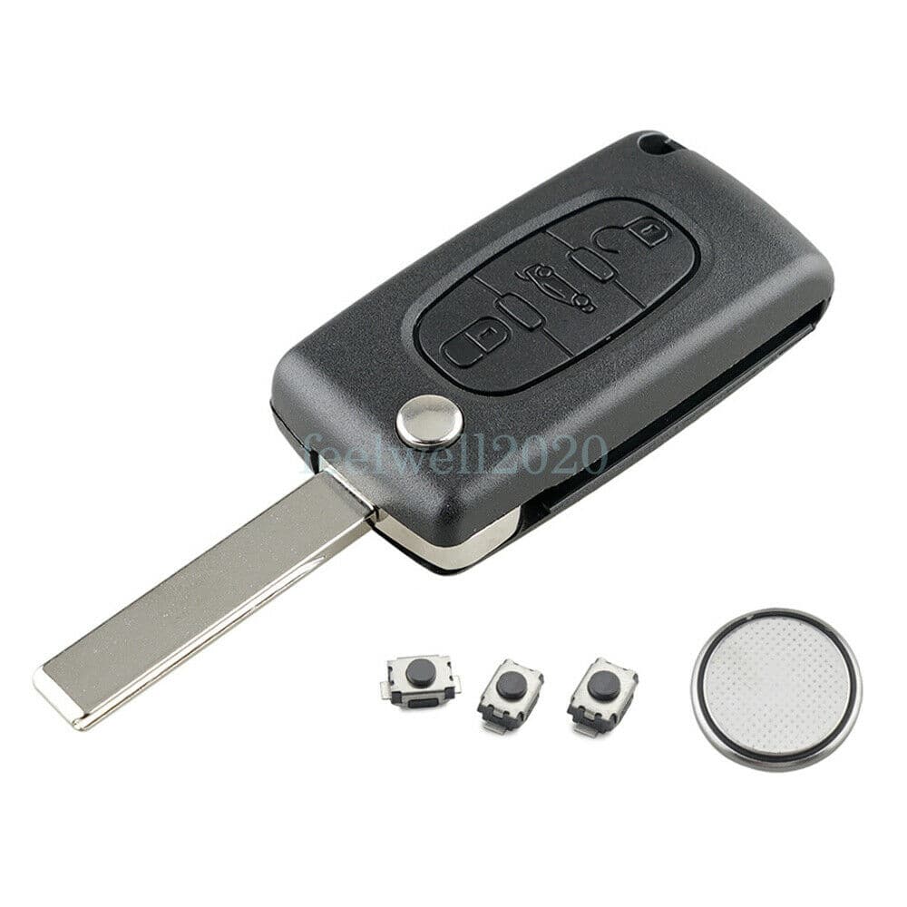 3 Button Knapp Flip Key Nyckel Case Fodral Batteri Peugeot Partner Van Citroen Berlingo Dispatch
