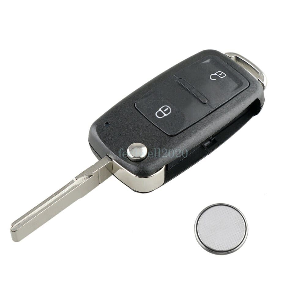 2 Button Knapp Remote Avl�gsen Key Nyckel Fob Shell skal + CR2032 Batteri VW Transporter T5 Polo Golf