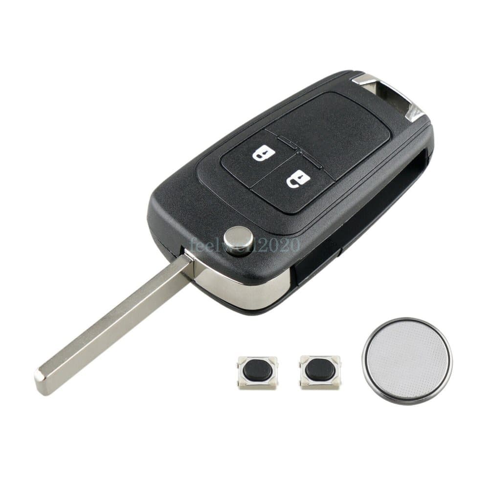 2 Button Knapp Key Nyckel Fob Case Fodral Vauxhall Opel Astra J Insignia Zafira Corsa + Batteri