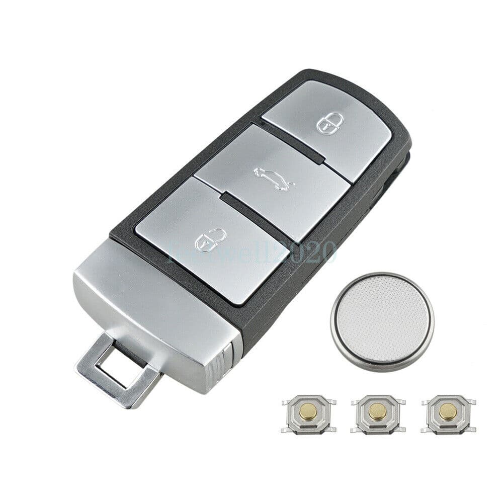 3 Button Knapp Key Nyckel Case Fodral Blade Batteri VW Passat CC B6 B7 3C Remote Avl�gsen Fob 2005 - 2015