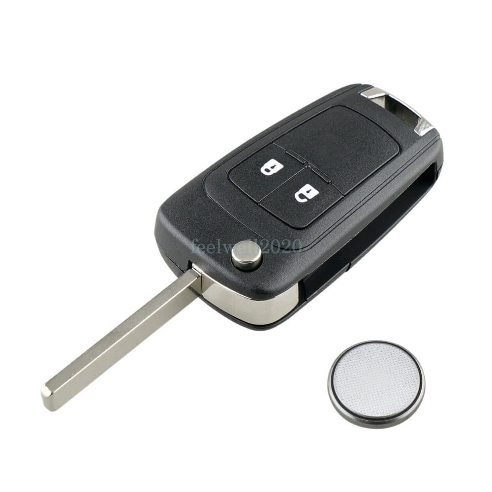 2 Button Knapp Flip Car Key Nyckel Fob Case Fodral + Batteri Vauxhall Opel Corsa Astra Insignia