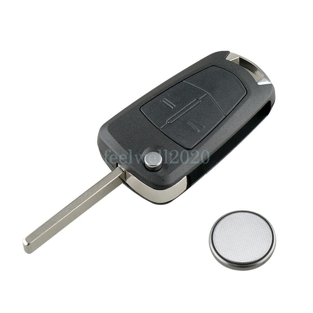 2 Button Knapp Flip Key Nyckel Fob Case Fodral Vauxhall Opel Corsa Astra Vectra Tigra + Batteri