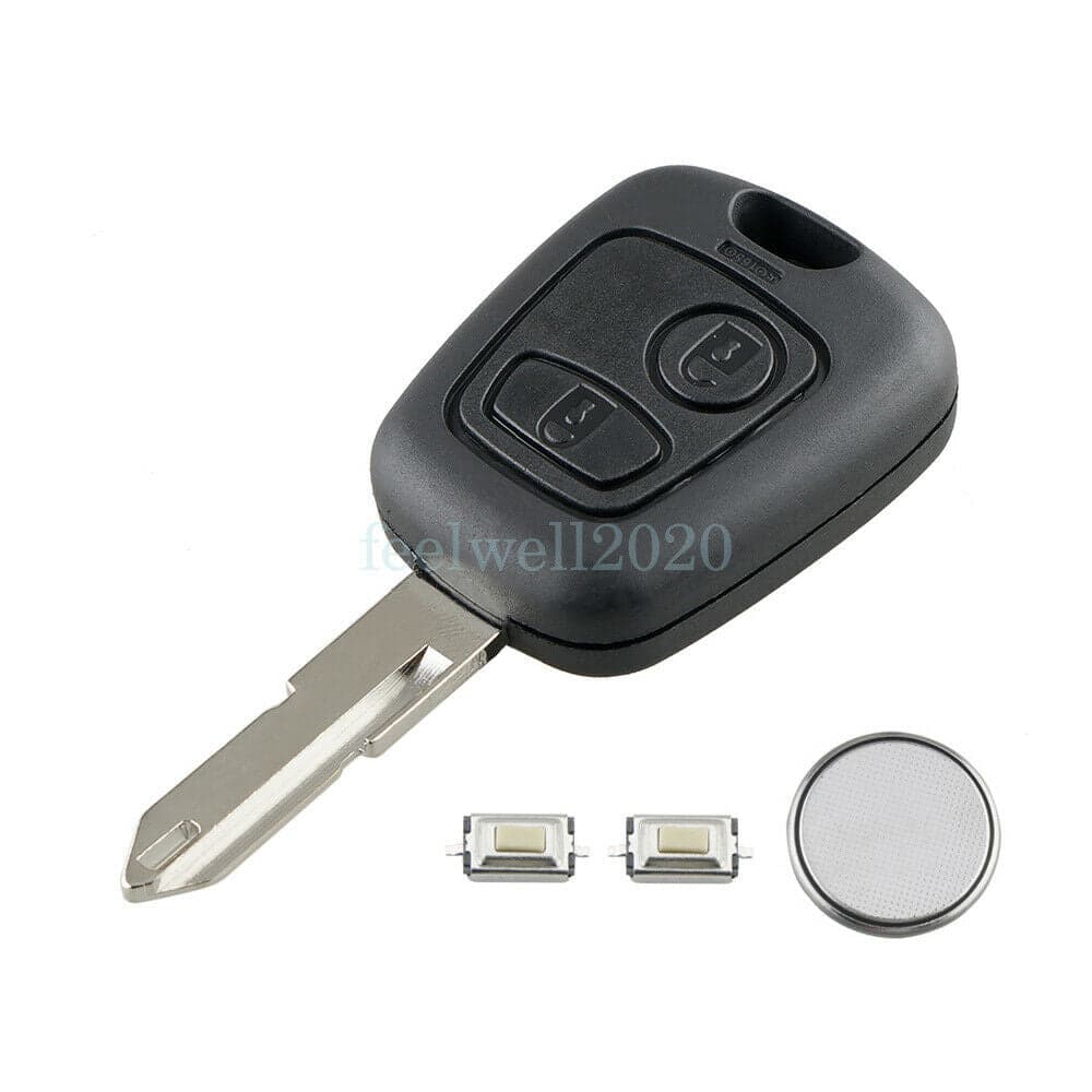 2 Button Knapp Remote Avl�gsen Key Nyckel Fob Shell skal Cover Omslag Peugeot 206 Replacement + Switch Batteri