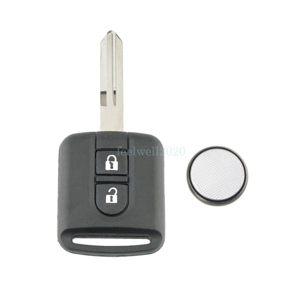 2 Button Knapp Key Nyckel Case Fodral Fob Blade Batteri Nissan Navara Micra Qashqai Note NV200