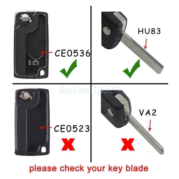 2 Button Flip Key Fob Case for Citroen C2 C3 C4 C5 C6 C8 XSARA PICASSO CE0536