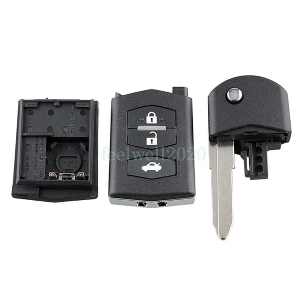 2X 3 Button Flip Remote Key Fob Case Shell For Mazda 2 3 5 6 RX8 MX5 Replacement