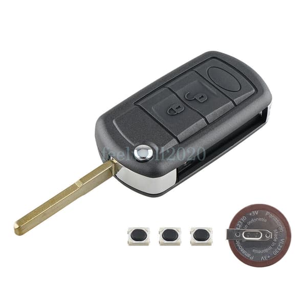 3 Button Flip Key Shell Blade + Battery For Land Range Rover Sport LR3 Discovery