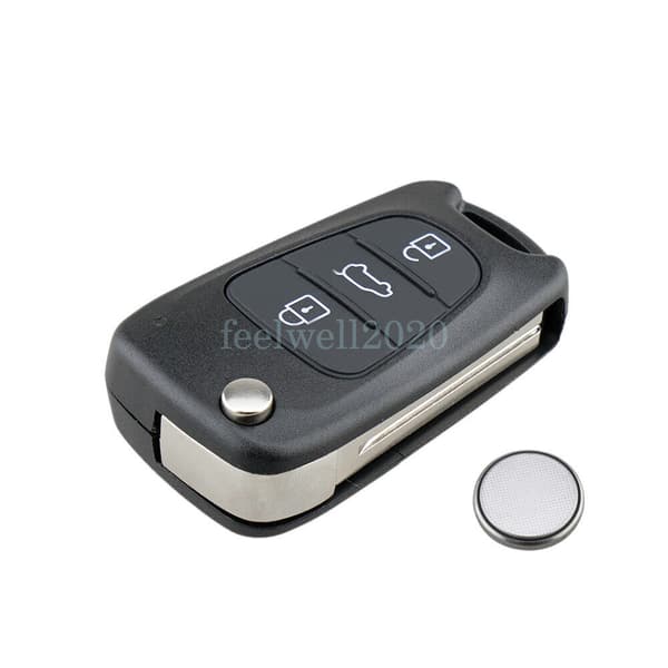 Replacement Flip Key Fob Case + Battery For Hyundai i20 2008 2009 2010 2011 2012